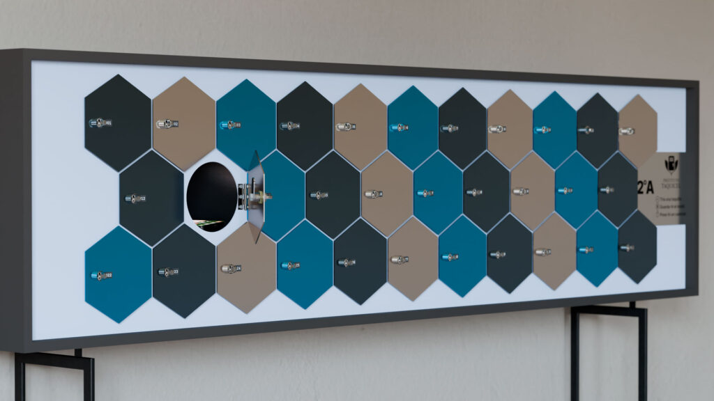 Taquilla para móviles hexagonales en centros educativos