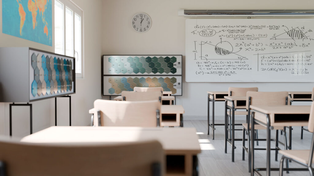 Taquilla para móviles hexagonales en centros educativos